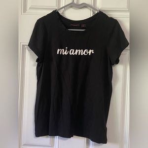 1- Black MI AMOR Crew Neck T-Shirt